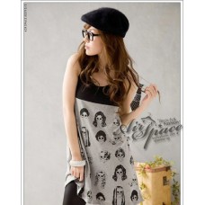 Sleeveless Causal Mini Party Dress (Skeleton Print) - 2 Colours